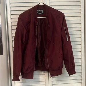 Ambiance Red Bomber Jacket Varsity Style Lightweight